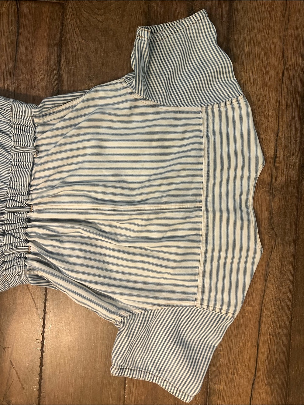 vintage 80’s Gloria Vanderbilt denim romper blue & white hickory stripe pattern - Picture 8 of 10